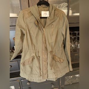 Sebby Collection hooded olive green jacket.